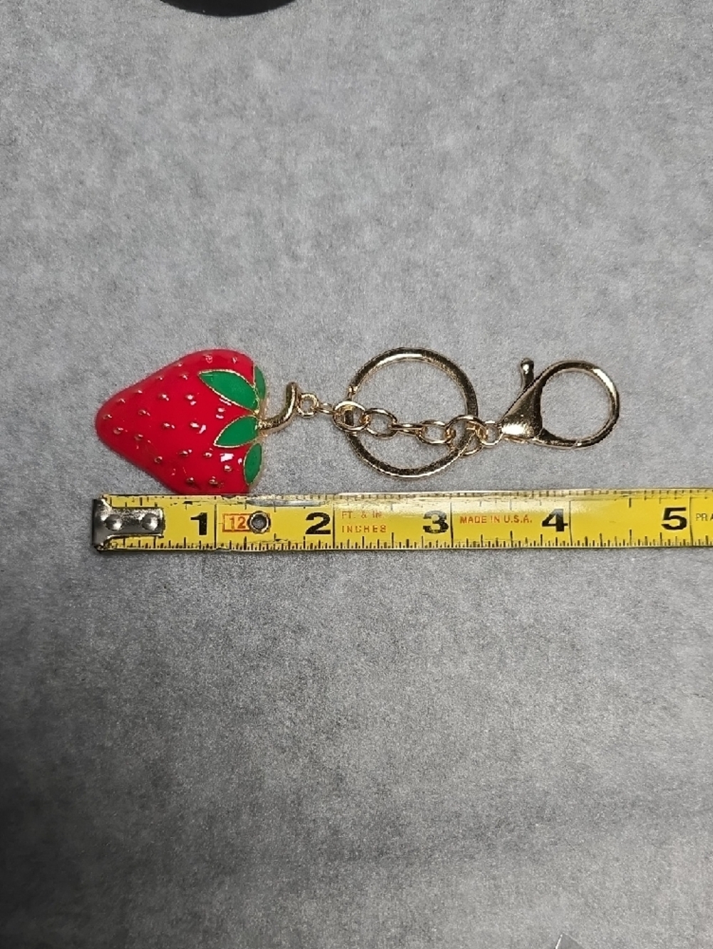 Strawberry Enamel Keychain/Bag Charm with Gold Hardware - Picture 4 of 4